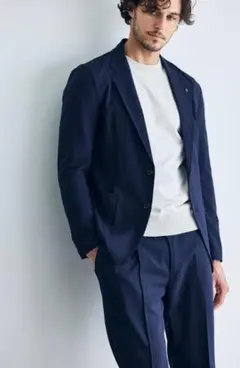 【名作美品】アウール ウールジャージー テーラードジャケット ネイビー M