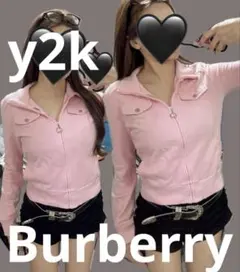Burberry バーバリー ピンク 胸ポケットジップアップSY2K 平成ギャル