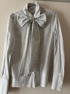 ZARA チェック柄長袖シャツ リボン付