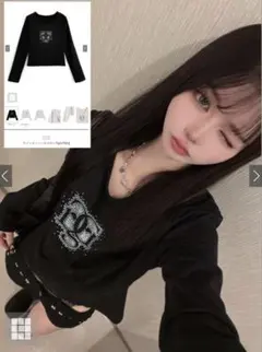 GRLラインストーンロゴロンT ブラック
