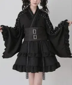 Amilige クロスハート羽総柄浴衣ワンピース 帯セット - メルカリ