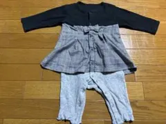 ベルメゾン　ロンパース　ワンピース　チェック　フォーマル　80センチ