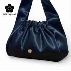 MARY QUANT マリークワント サテンギャザートートバッグ ブラック