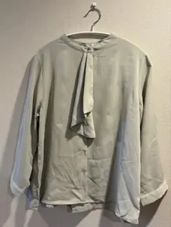 Honeys グレー 七分袖 リボン付きブラウス
