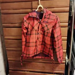 adidasチェック柄フード付きマウンテンパーカー Sサイズ