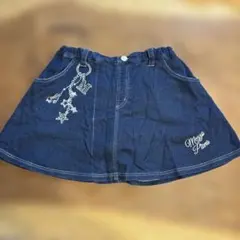 【メゾピアノ】Mezzo Piano ブルーデニム スカート　刺繍が可愛い