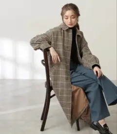 【訳あり】N. チェック柄ロングコート