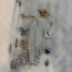 遺品整理　新品アクセサリー まとめ売り ネックレス ブローチ イヤリング10点
