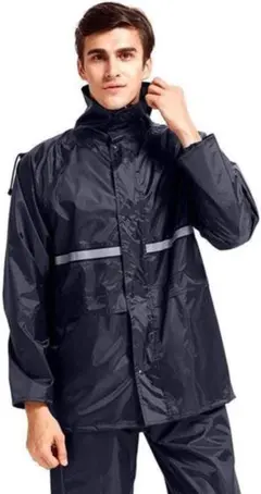 レインコート上下セット 通気メッシュ 収納袋付き 着脱式合羽 透湿 防水 撥水