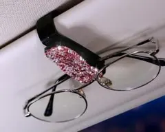 メガネクリップ サングラスホルダー カーアクセサリー メガネホルダー ピンク