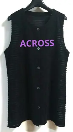 ロングベスト　ジレ　羽織　立体感地模様　黒　フォーマル　体型カバー　大きいサイズ