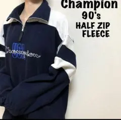 90's Champion/チャンピオン 刺繍ロゴ ハーフジップ フリース