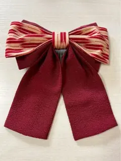 和風リボン 赤色の髪飾り