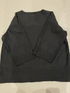 ハリス　麻トップス　黒　Mのサムネイル
