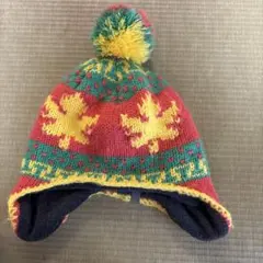 カラフルニット帽 ポンポン付き