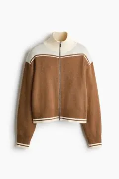 【美品】H&M フルジップカーディガン ダークベージュ XS
