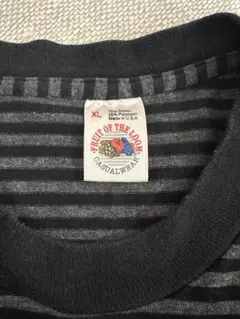 【90s/USA製】フルーツオブザルーム XL ボーダーTシャツ 黒×灰
