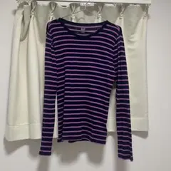 GAP ボーダー 長袖Tシャツ L ネイビー/ピンク