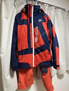 ミズノ スキー RACING TEAM 上下セット L オレンジ-ネイビー