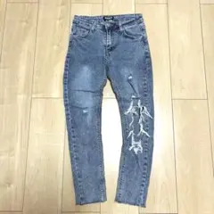 美品！ANAP ハイダメージストレッチアンクルスキニー ケミカルデニム