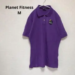 【Planet Fitness】 パープル ポロシャツ 半袖 刺繍ロゴ付き【M】