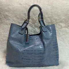 ペレボルサ　牛革　クロコダイル型押し　レザー　トートバッグ　A4 肩掛けバッグ