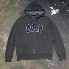 00s OLD GAP デカロゴ フルジップ スウェット パーカー L グレー