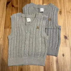 baby GAP グレー ケーブルニット ベビーベスト 2枚セット