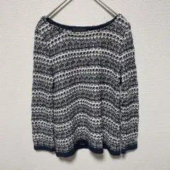 UNTITLED ネイビー × アイボリー ボーダーニット サイズ2