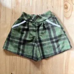 140 ハーフパンツ　ショートパンツ　キュロット　グリーン　チェック　秋　冬