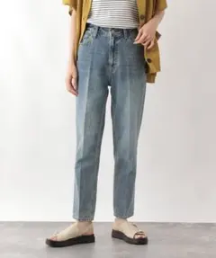 グローバルワーク GOODデニムテーパードパンツ ライトブルー XS