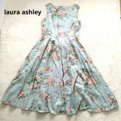 ローラアシュレイ ノースリーブ ワンピース ひざ丈 フレア花柄 華やかのサムネイル