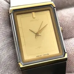 【稼働・新品電池】SEIKO アーク 腕時計 スクエア ゴールド文字盤 クォーツのサムネイル