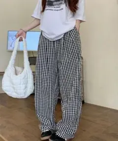 WEGO ギンガムチェックパンツ