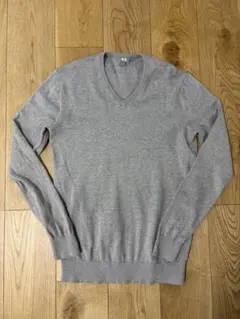 カシミヤ混薄手ニット/M/グレー