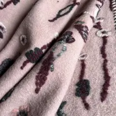 フリース風起毛ウールニットジャガード生地 くすみピンク幅165×100cm延長可