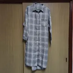 チェック柄 長袖シャツワンピース M