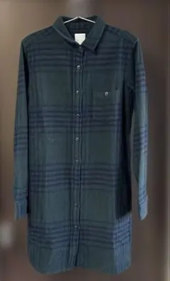 THE NORTH FACE深緑×ブルー チェック柄 長袖ワンピース　XL