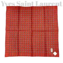 未使用品◎ イヴサンローラン スカーフ 大判ハンカチ チェック柄 格子柄