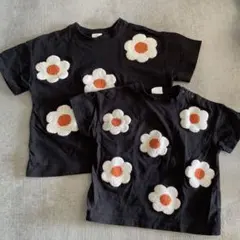 マイリトルワンダー お花ワッペン半袖Tシャツ 95 120 2枚セット
