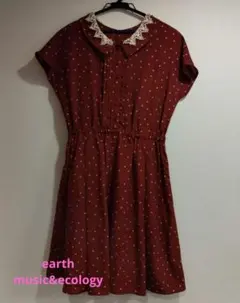【美品】earth music&ecologyドット柄 レース襟 半袖ワンピースのサムネイル