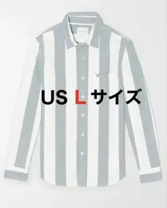 US Lサイズ アメリカンイーグル ストライプオックスフォードシャツ