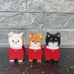 柴犬　こいぬ　サンタ　3体セット　クリスマス　ハンドメイド　トールペイント