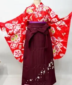 二尺袖 着物袴フルセット ピンク 仕立て上がり 綸子地 フリーサイズ 袴変更可能 二尺袖 着物袴フルセット ピンク 仕立て上がり 綸子地 フリーサイズ 袴