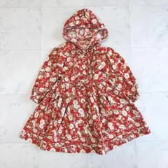 PINK HOUSE✨キッズ　花柄　ワンピース　ティアード　フリル　フード付き