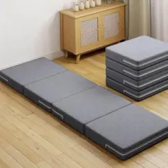 マットレス シングル 四つ折り ごろ寝マット 高反発 敷き布団 折り畳み グレー