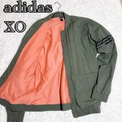 adidas 中綿ジャケット XO カーキ MA-1風 大きいサイズ ロゴ刺繍
