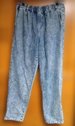ウエストゴム デニムパンツ　ライトブルー L