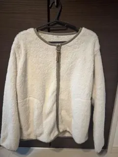 ホワイトフリースジップアップジャケット