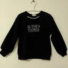 【グローバルワーク】 ブラック トレーナー 130 ボリューム袖 パールネック